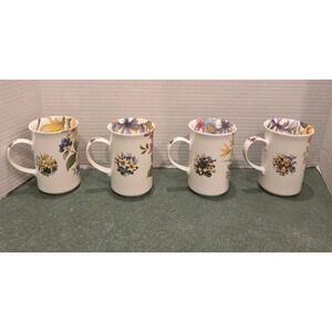 St George ENGLAND fine bone china floral coffee tea mugs cups 10 oz Set Of 4